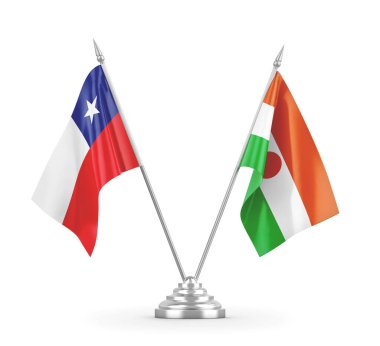 Nijer ve Şili bayrakları beyaz 3D görüntüleme üzerinde izole edildi