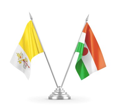 Nijer ve Vatikan bayrakları beyaz 3D görüntüleme üzerinde izole edildi