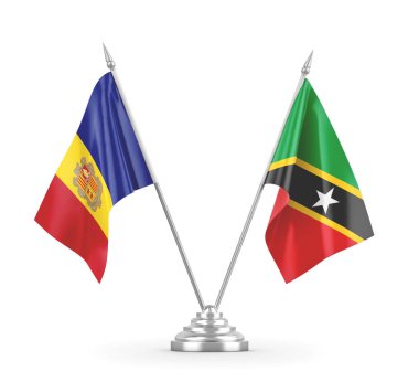 Saint Kitts, Nevis ve Andorra masa bayrakları izole edildi.