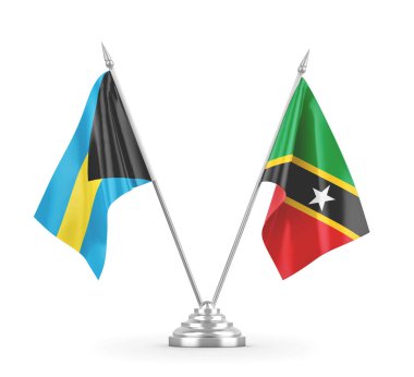 Saint Kitts, Nevis ve Bahamalar masa bayrakları izole edildi