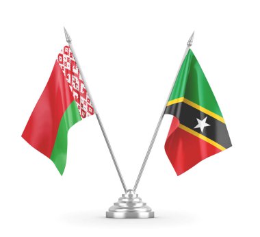 Saint Kitts, Nevis ve Belarus masa bayrakları izole edildi