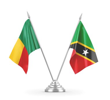 Saint Kitts, Nevis ve Benin masa bayrakları izole edildi.