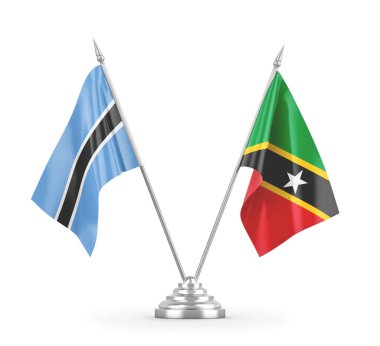 Saint Kitts, Nevis ve Botswana masa bayrakları izole edildi.