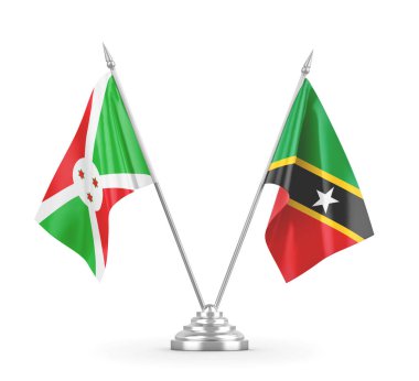 Saint Kitts, Nevis ve Burundi masa bayrakları izole edildi.