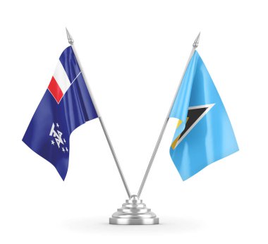 Saint Lucia ve Fransız Güney ve Antarktika 'daki masa bayrakları izole edildi