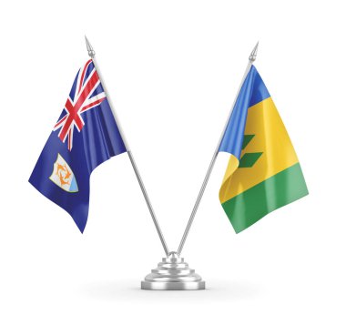 Saint Vincent, Grenadinler ve Anguilla masa bayrakları izole edildi.