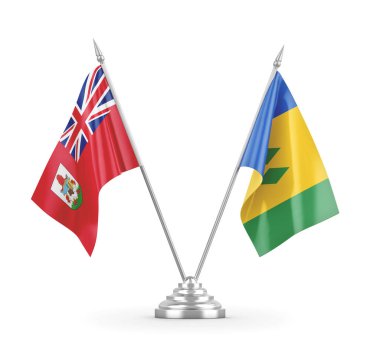 Saint Vincent, Grenadinler ve Bermuda masa bayrakları izole edildi.