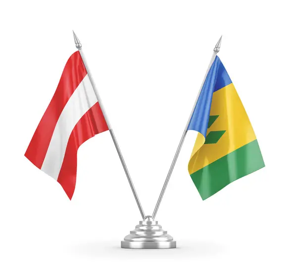 Saint Vincent, Grenadinler ve Avusturya bayrakları izole edildi — Stok fotoğraf