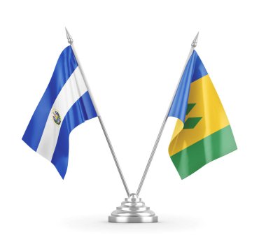 Saint Vincent, Grenadinler ve El Salvador masa bayrakları izole edildi.