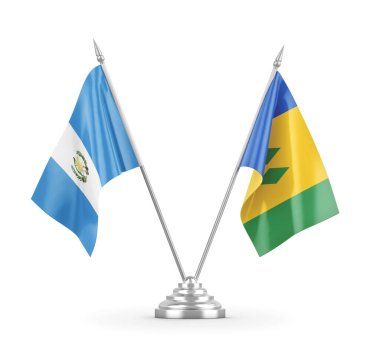 Saint Vincent, Grenadinler ve Guatemala masa bayrakları izole edildi.
