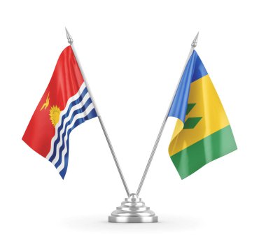 Saint Vincent ve Grenadinler ve Kiribati masa bayrakları izole edildi