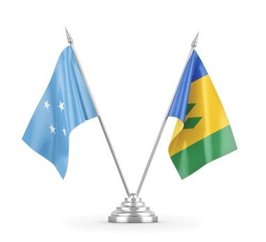 Aziz Vincent ve Grenadinler ve Mikronezya masa bayrakları izole edildi