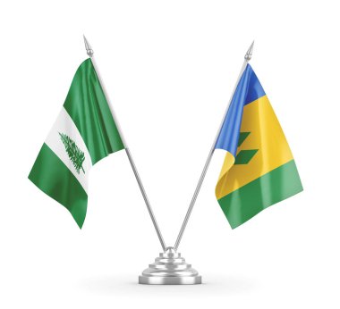 Saint Vincent ve Grenadine 'ler ve Norfolk Adası bayrakları izole edildi.