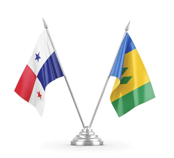 Saint Vincent en de Grenadines en Panama tafelvlaggen geïsoleerd — Stockfoto