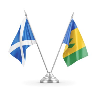 Saint Vincent, Grenadinler ve İskoçya bayrakları izole edildi.