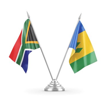 Saint Vincent ve Grenadinler ve Güney Afrika masa bayrakları izole edildi