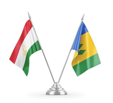 Aziz Vincent ve Grenadinler ve Tacikistan masa bayrakları izole edildi