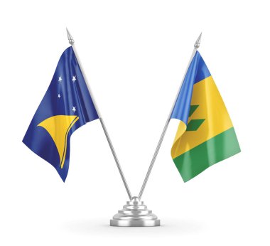 Aziz Vincent ve Grenadinler ve Tokelau masa bayrakları izole edildi