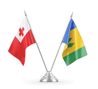 Saint Vincent, Grenadinler ve Tonga masa bayrakları izole edildi.