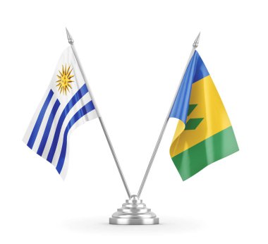 Aziz Vincent ve Grenadinler ve Uruguay masa bayrakları izole edildi