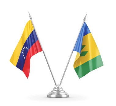 Saint Vincent, Grenadinler ve Venezuela masa bayrakları izole edildi.