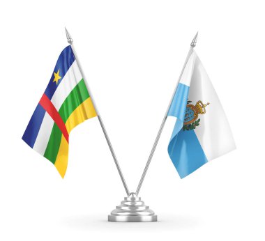 San Marino ve Orta Afrika Cumhuriyeti bayrakları beyazlar üzerinde izole