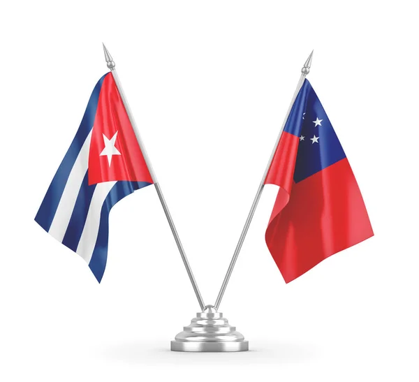 Самоа і Куба настільні прапори ізольовані на білому 3D рендерингу — стокове фото