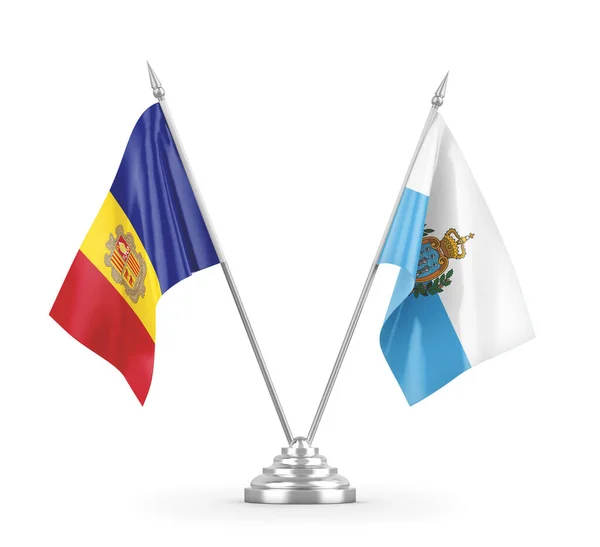 San Marino and Andorra table flags isolated on white 3D rendering — Stock Photo, Image