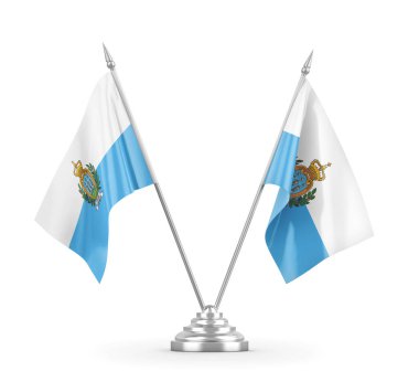 San Marino masa bayrakları beyaz 3D görüntüleme üzerinde izole