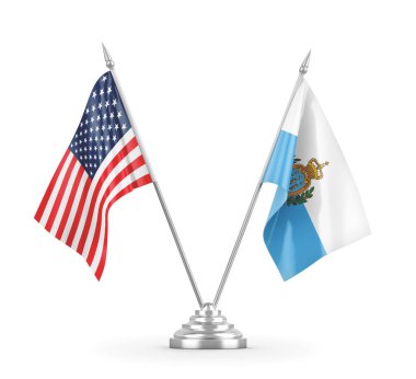 San Marino ve ABD bayrakları beyaz 3D görüntüleme üzerinde izole