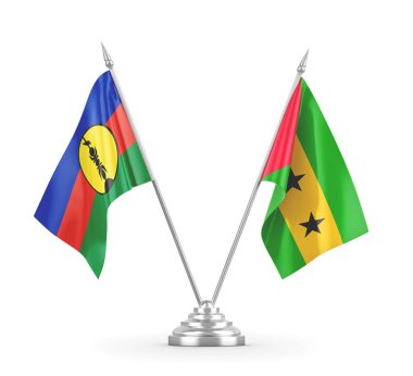 Sao Tome ve Principe ve Yeni Kaledonya masa bayrakları