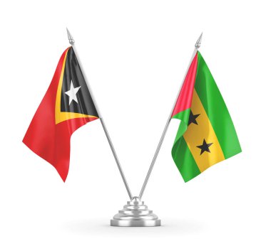 Sao Tome ve Principe ve Timor-Leste Doğu Timor masa bayrakları
