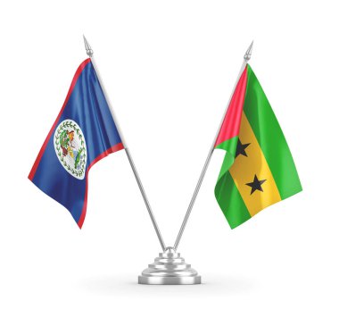 Sao Tome, Principe ve Belize masa bayrakları izole edildi.