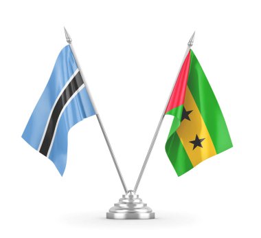 Sao Tome, Principe ve Botswana masa bayrakları izole edildi.