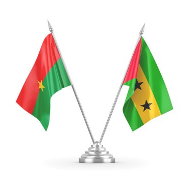 Sao Tome, Principe ve Burkina Faso masa bayrakları izole edildi.