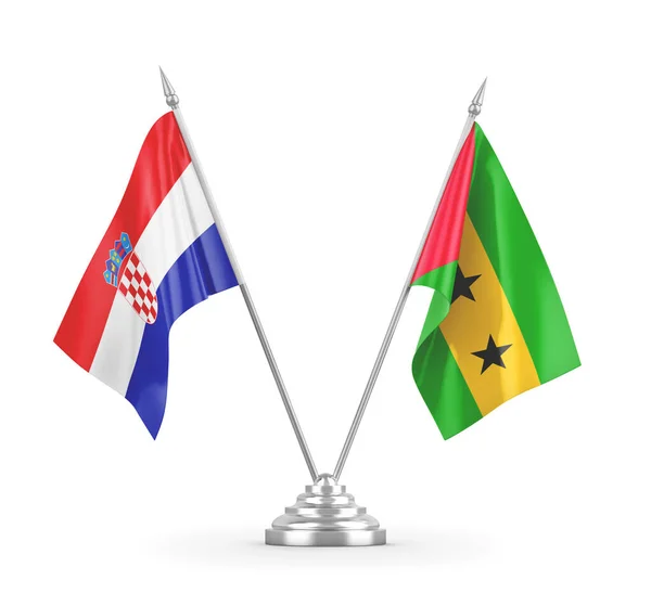 Banderas de mesa Santo Tomé y Príncipe y Croacia — Foto de Stock