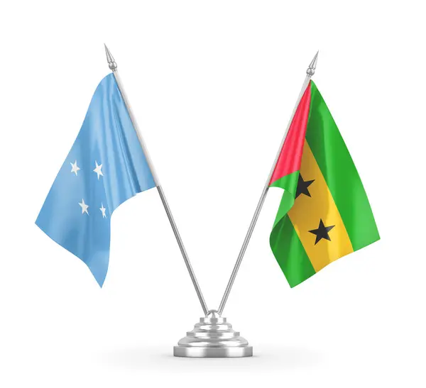 Banderas de mesa Santo Tomé y Príncipe y Micronesia — Foto de Stock