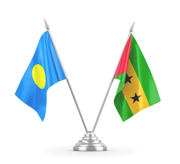 Banderas de mesa Santo Tomé y Príncipe y Palaos — Foto de Stock