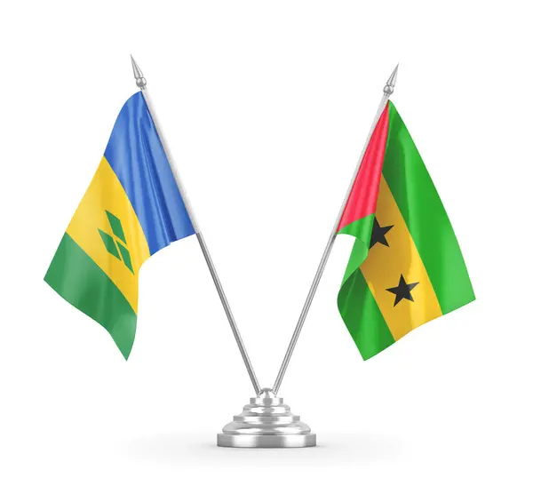 Banderas de mesa Santo Tomé y Príncipe y San Vicente y las Granadinas — Foto de Stock