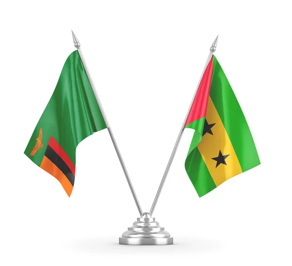 Bandiere da tavolo Sao Tome e Principe e Zambia — Foto Stock