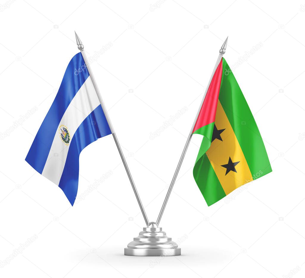 Sao Tome and Principe and El Salvador table flags