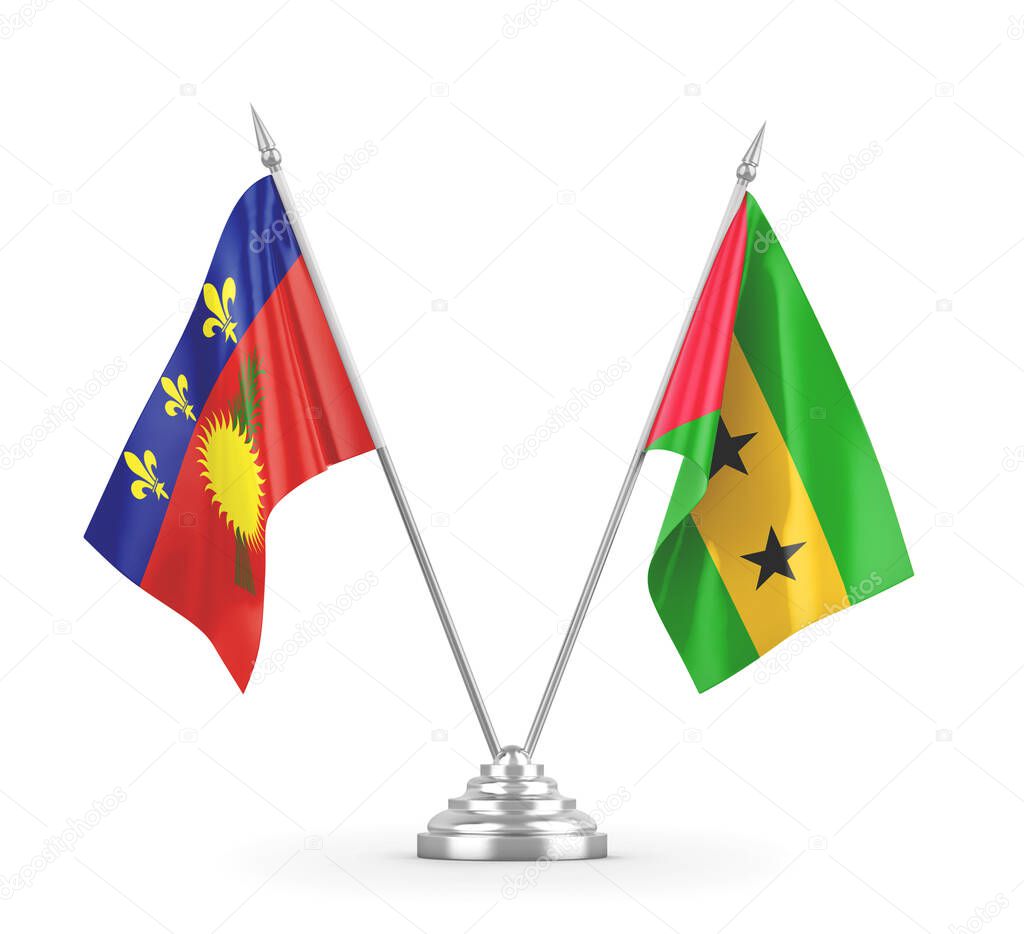 Sao Tome and Principe and Guadeloupe table flags
