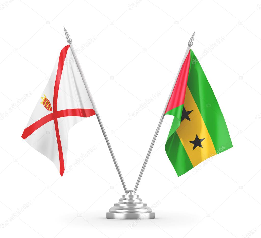 Sao Tome and Principe and Jersey table flags