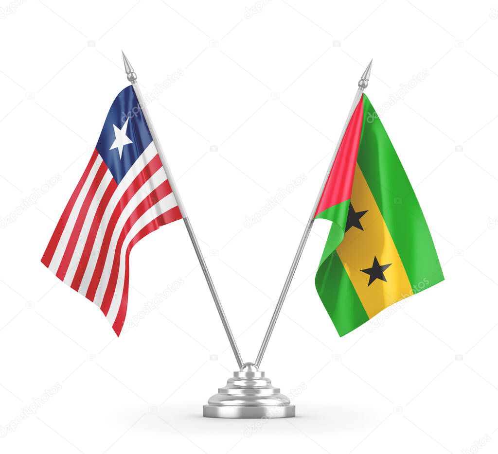 Sao Tome and Principe and Liberia table flags