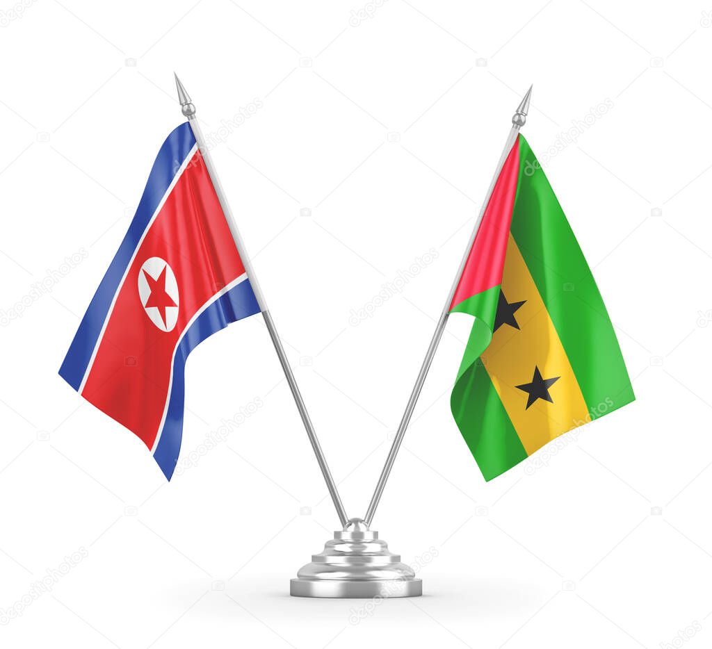 Sao Tome and Principe and North Korea table flags