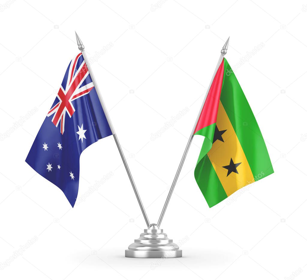 Sao Tome and Principe and Australia table flags isolated