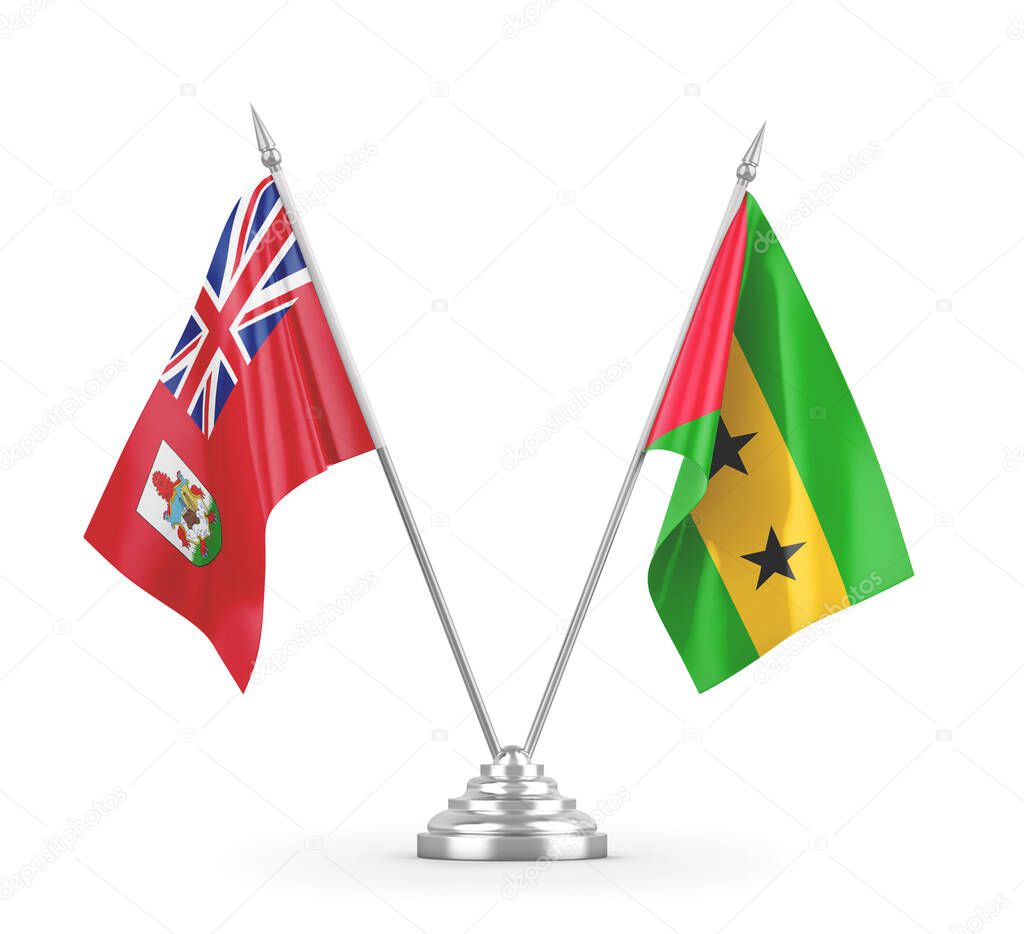 Sao Tome and Principe and Bermuda table flags