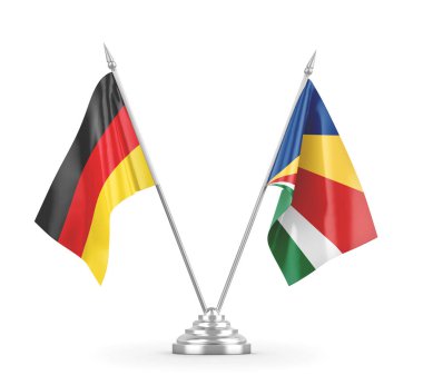 Seyşeller ve Almanya bayrakları beyaz 3D görüntüleme üzerinde izole edildi