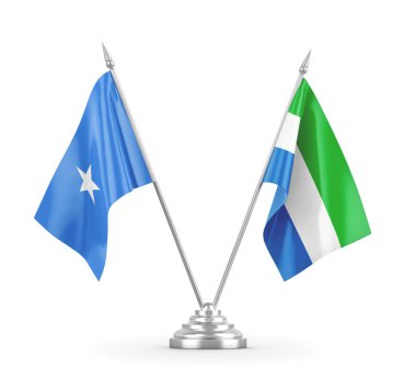 Sierra Leone ve Somali masa bayrakları beyaz 3D görüntüleme