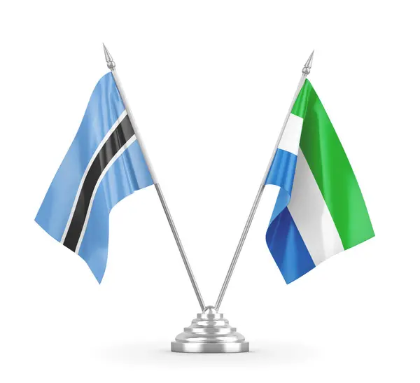 Sierra Leone und Botswana Tischfahnen isoliert auf weißem 3D-Rendering — Stockfoto